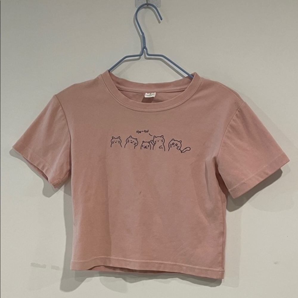 Kids Pink Cat Graphic Tee